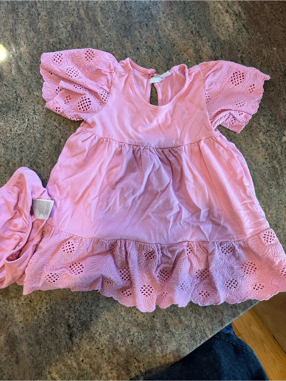 Janie and Jack Pink Eyelet Flutter-Sleeve Dress